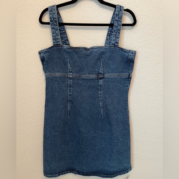 reformation lizzie denim dress REFORMATION Tazz Square-Neck Organic Denim-Blend Maxi Dress